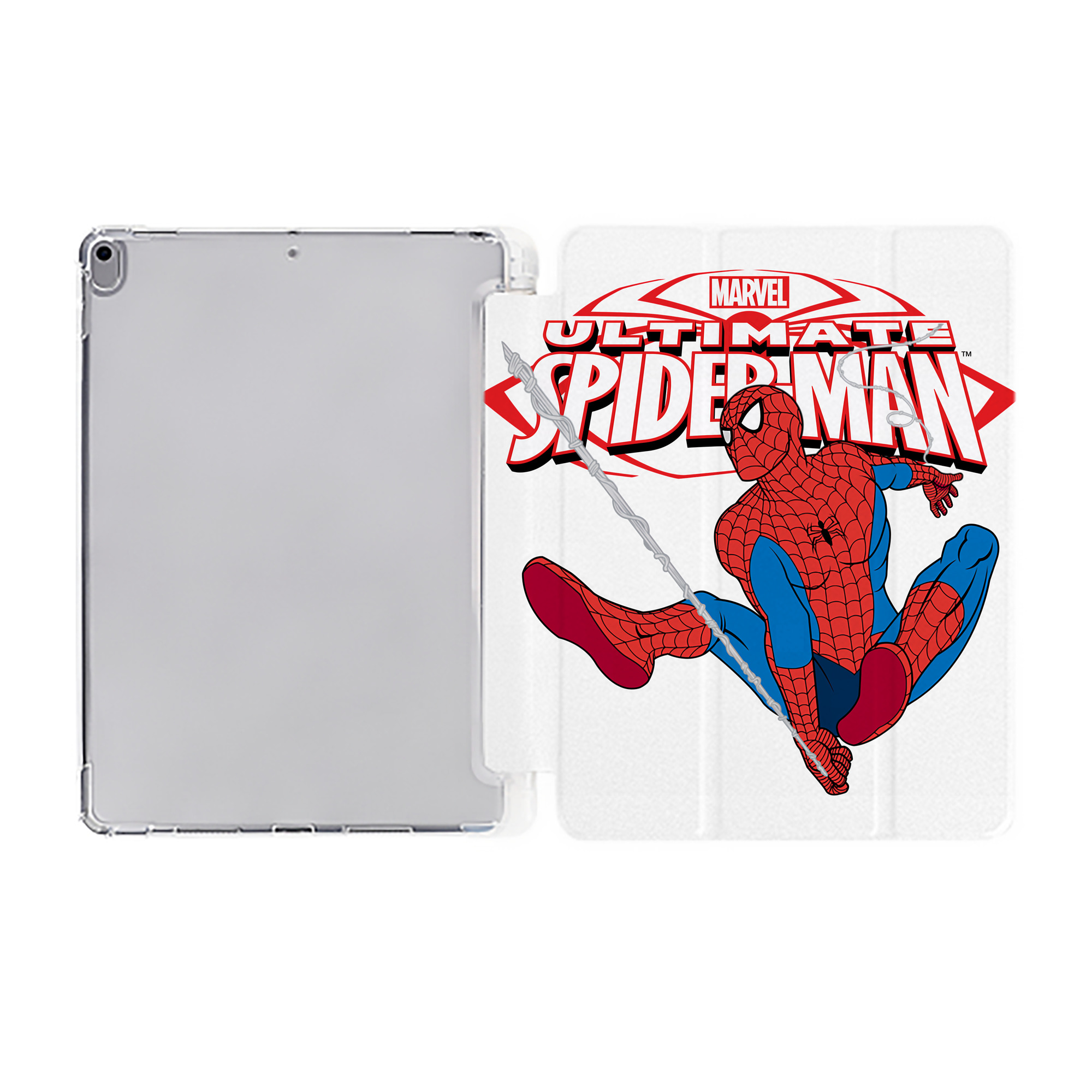 Spider Man スパイダーマン IPad ケース ペン収納付き 三つ折りスタンド PUレザー×シリコン 対応機種9.5/10.5/10.9インチ